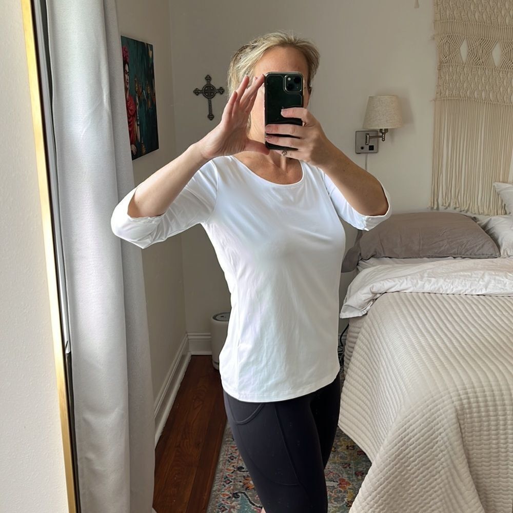 Boss Scoop Neck Stretch Jersey Top White Size XL‎ - Picture 3 of 10